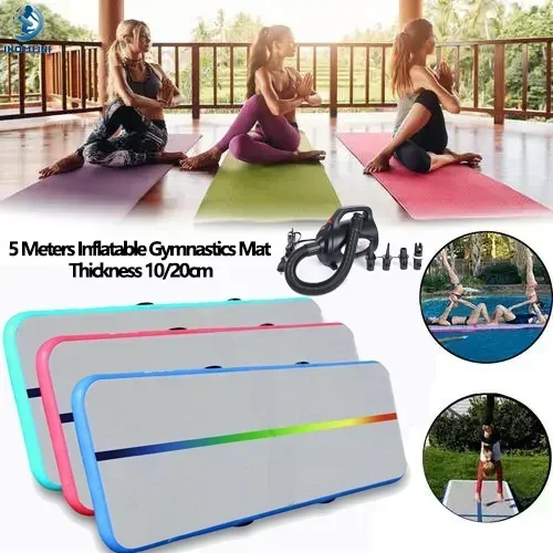 

5 Meters Professional Training Sports Mat Gymnastics Inflatable Air Track, Gym Tumbling Mat with Pump Use Training/Cheerleading