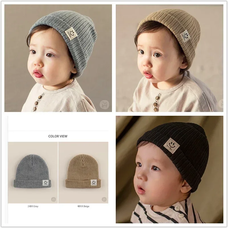 Newborn Hats Autumn and Winter Thickened Knitted Cotton Hats for Boys and Girls Baby Pullover Hats Spring and Autumn Baby Hats