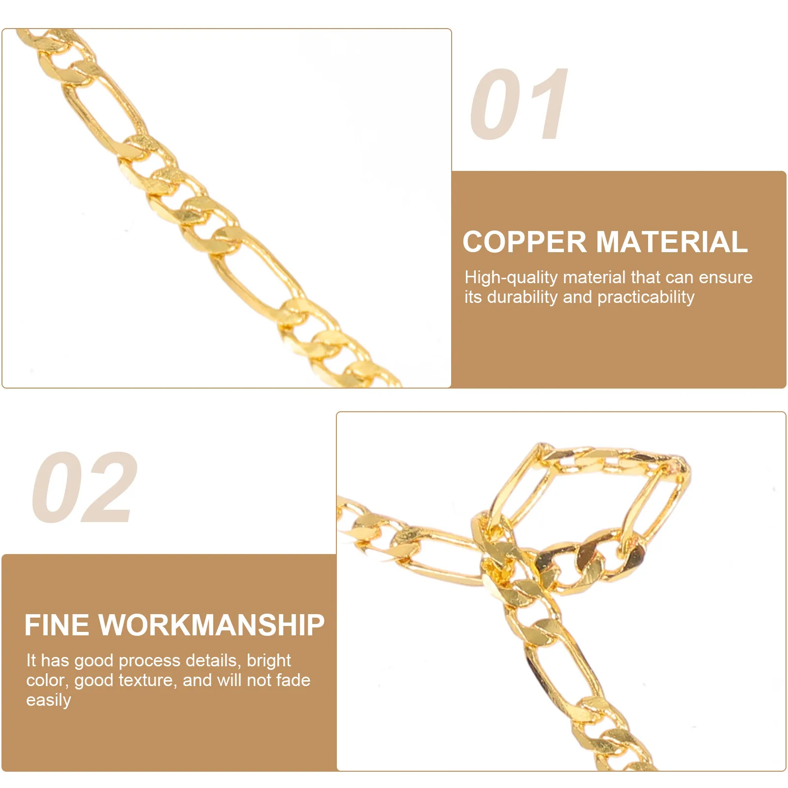 

DIY Necklace Chain Copper Material Semi Finished Jewelry Accessories Smooth Texture Non Fading Versatile Craft Supply For