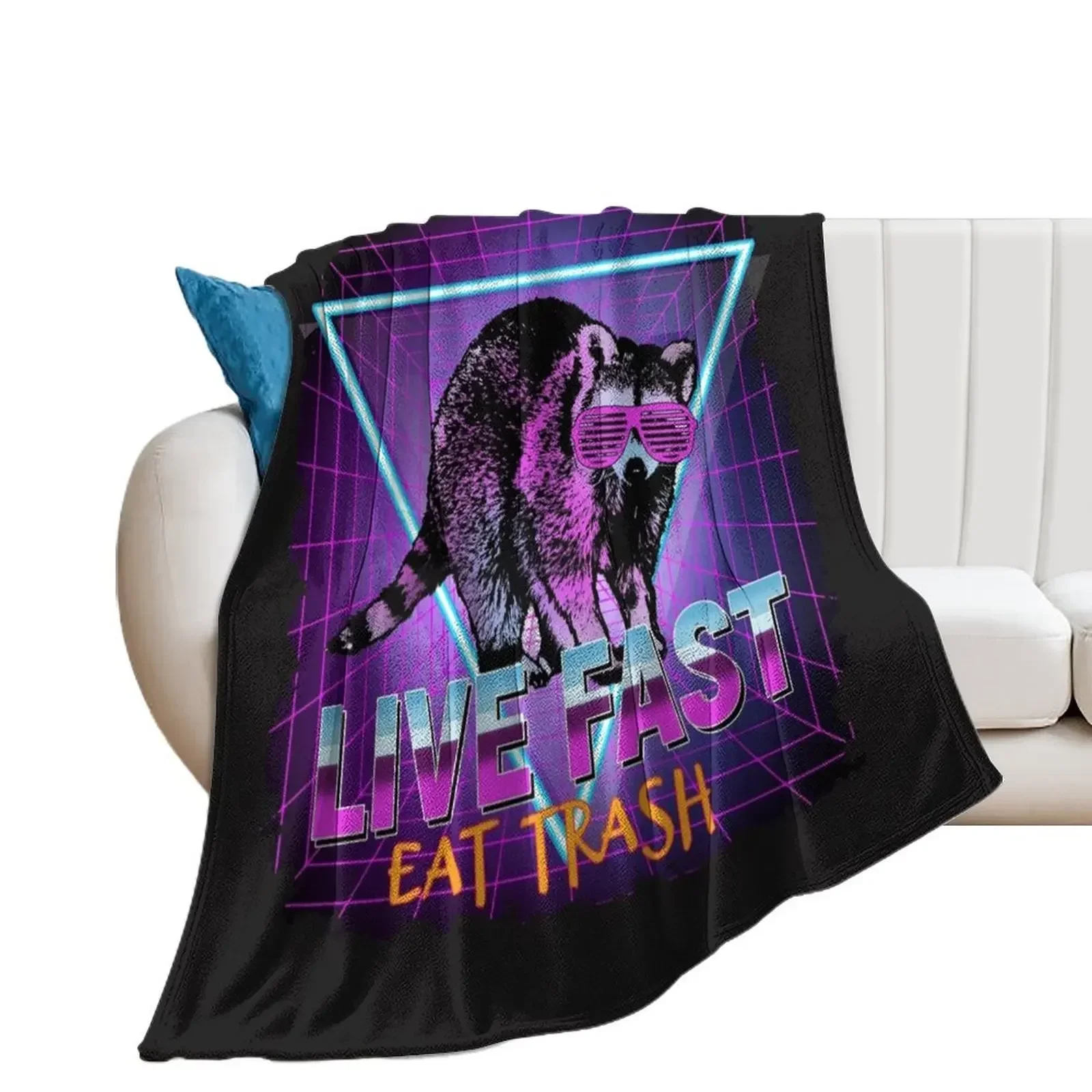 

Raccoon Raccoons Live Fast Eat Trash Panda Funny Retro Gift Throw Blanket Luxury St wednesday Blankets