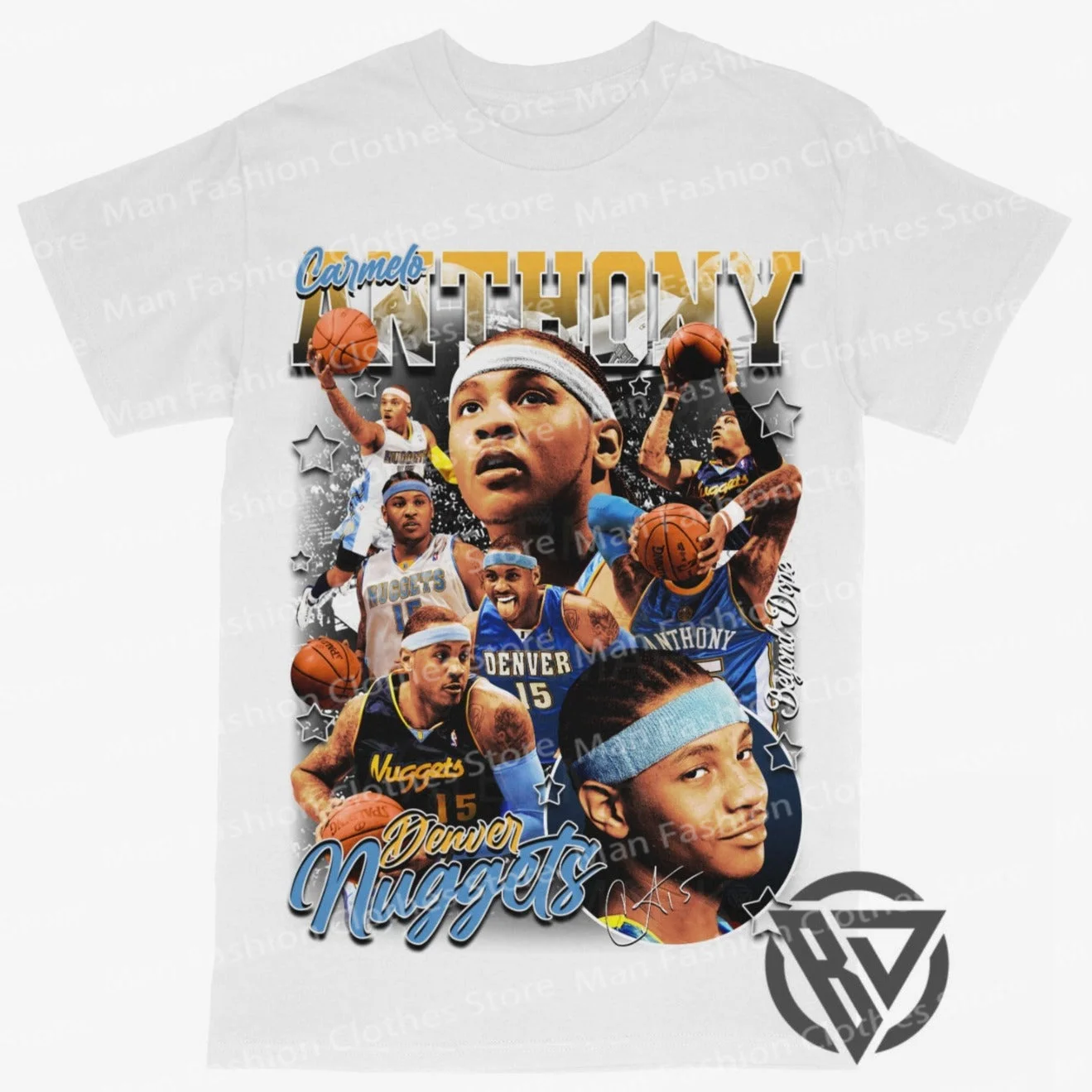 Summer Men Cotton TShirt Carmelo Anthony Tee Shirt Denver Nuggets Basket Print Men T Shirt Casual Cool Women's Cotton Tshirt Top