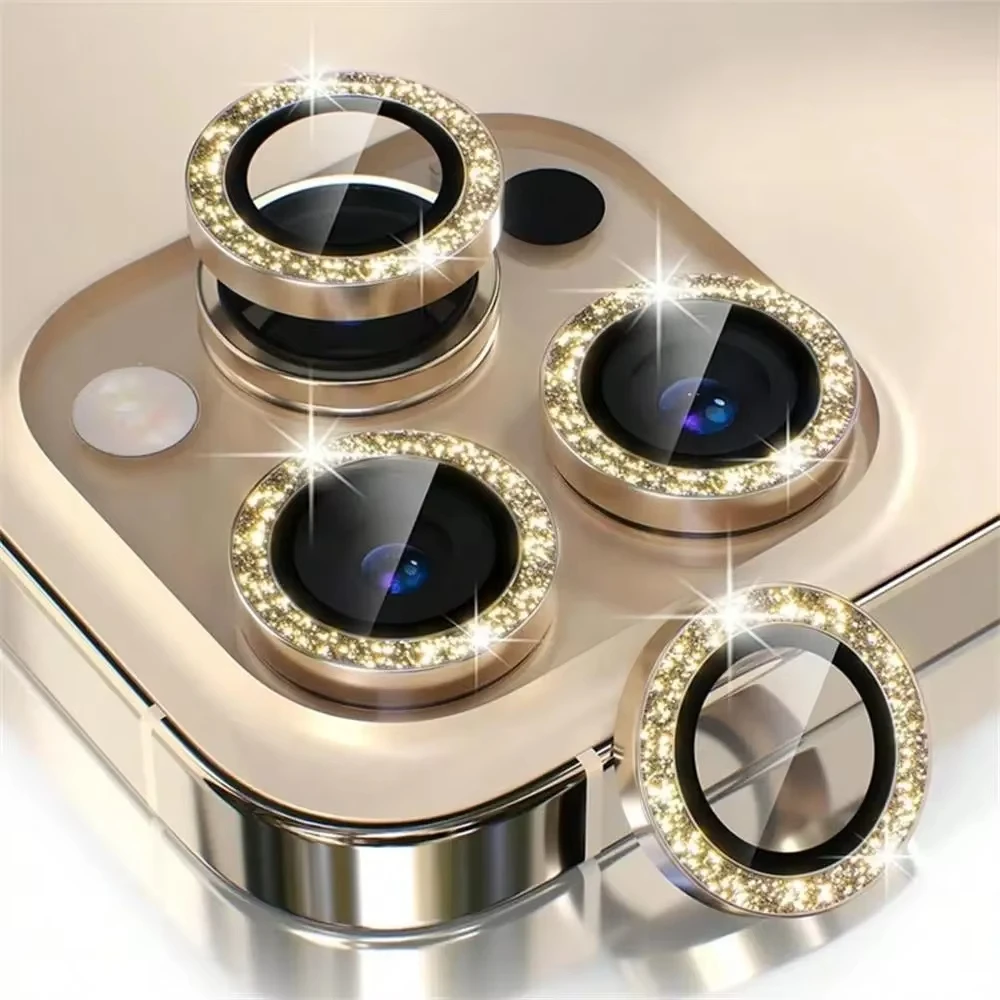

Rhinestone Camera Lens Protector For iPhone 16 17 Pro 14 13 11 12 15 Pro Max Air Plus 12 Mini 13 Mini Camera Lens Tempered Glass