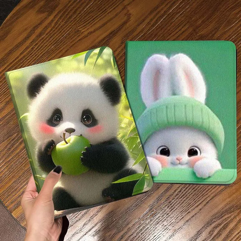 

Cartoon Cute Panda Rabbit For iPad Pro Air Mini 2 3 4 5 6 7 6th 7th 10th 11th 10.2 9.7 10.5 11 Foldable Tablet Case Gift