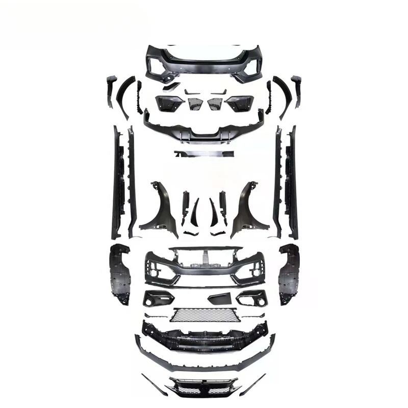 High Quality 1:1 Widebody Full Body Kit Fit For Honda FK8 Type R Includes Front Bumper Front Grille Engine Hood Fender Wheel Arc