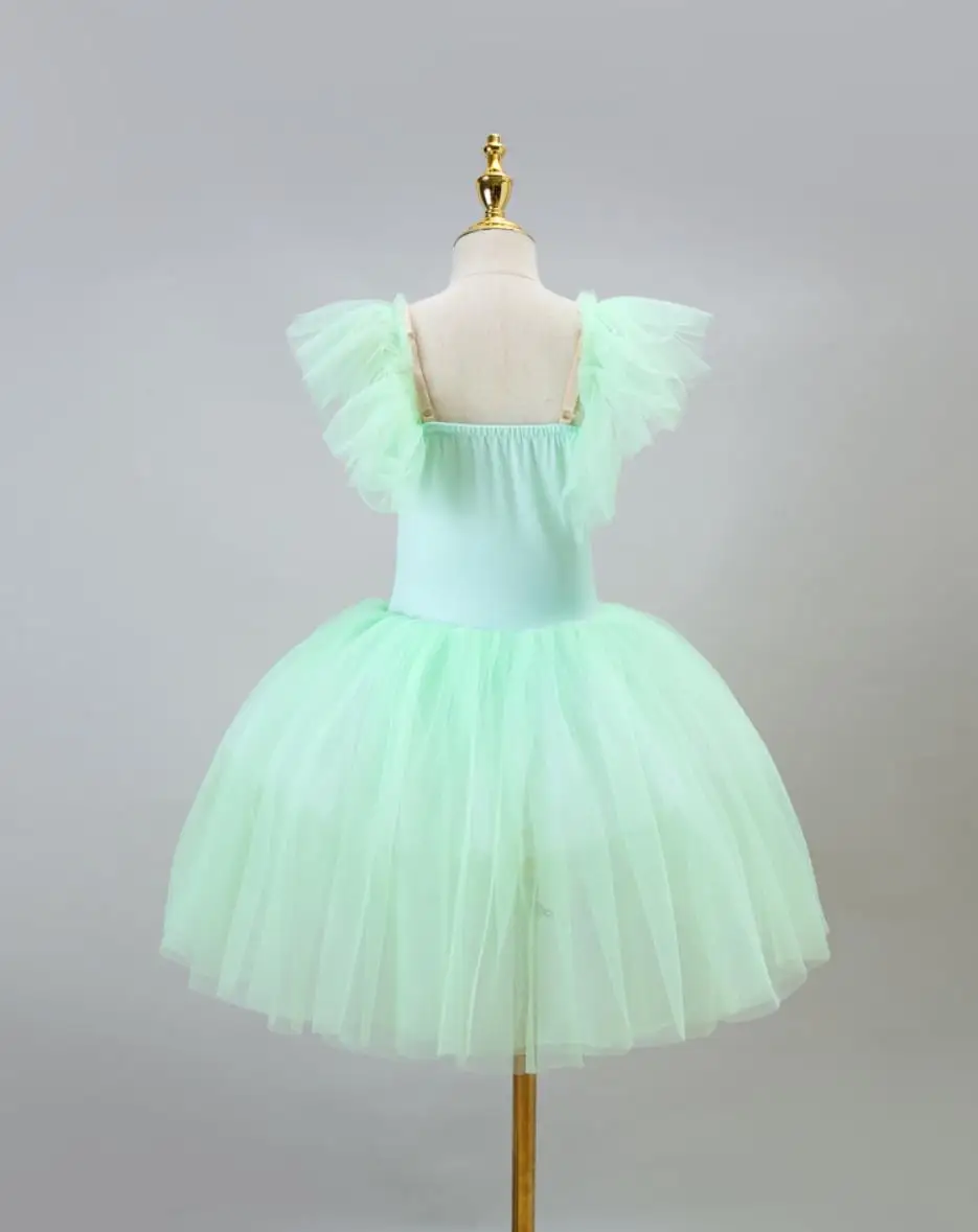 Children Long Ballet Dress Flower Girl Ballerina Costume Performance Dance Belly Dress Professional Swan Lake Fluffy Tutu Skirt