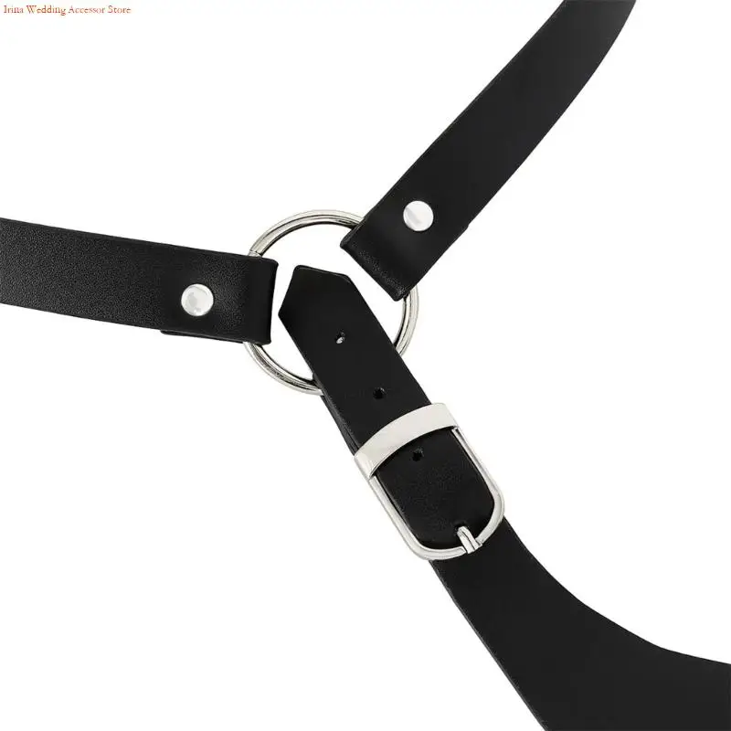 G92D Pettorina pettorale in pelle PU stile rocker unisex con cinture regolabili per abbigliamento da club e feste a tema