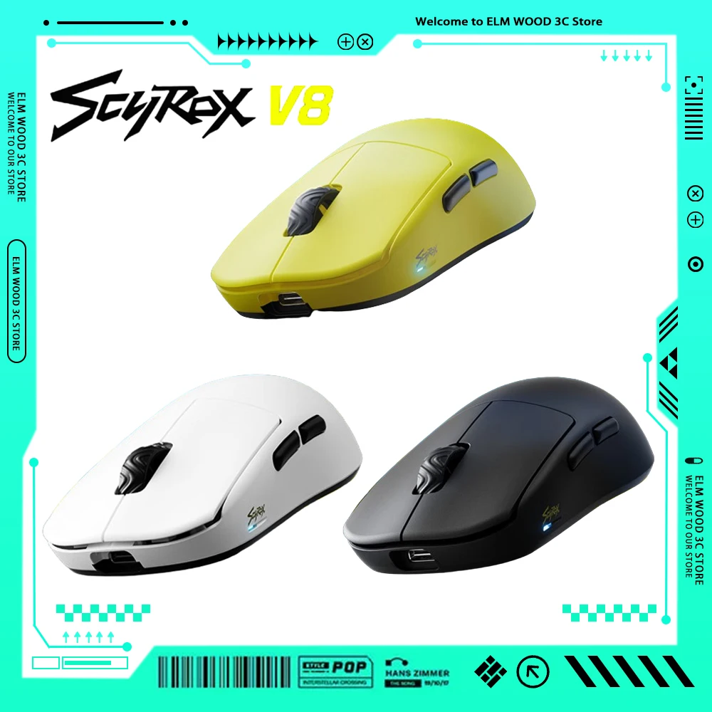 

Scyrox V8 Mouse Dual Mode 8K Wireless Mouse 36g Ultra Lightweight Pixart3950 Gaming Mice Low Latency Nordic 52840 PC Accessories