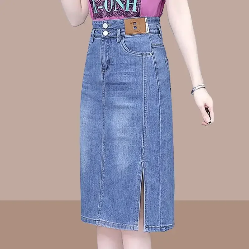 

High Waist Wrap Woman Denim Skirt Midi Tight Jeans Skirts for Women Aesthetic Y2k Vintage Streetwear Korean Style 2025 Trend V