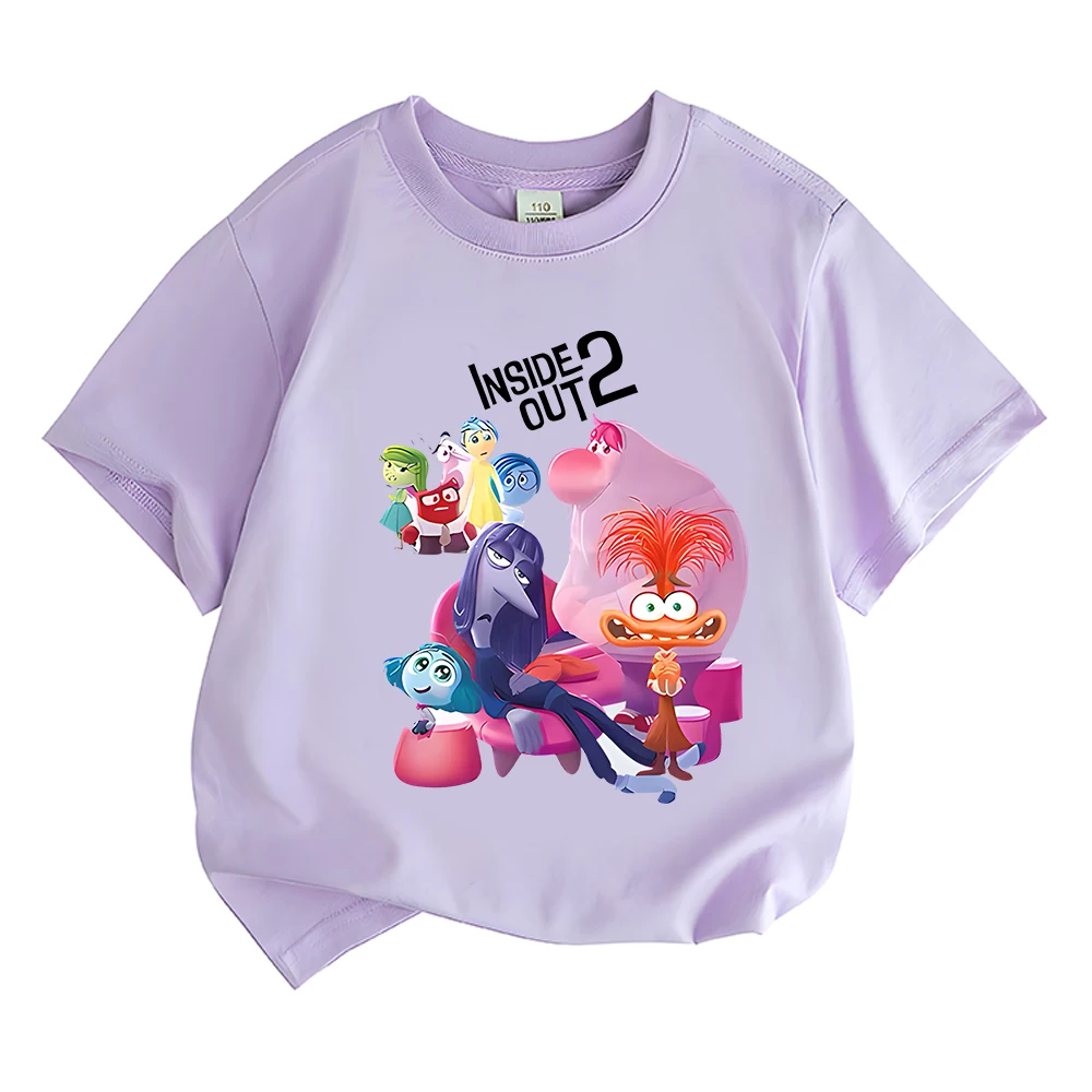 Hot Anime Movie Inside Out 2 Cartoon Boys Girls T-shirt Teenager Outfits Tee Shirt Kids Clothes Children Short Sleeve T Shirts