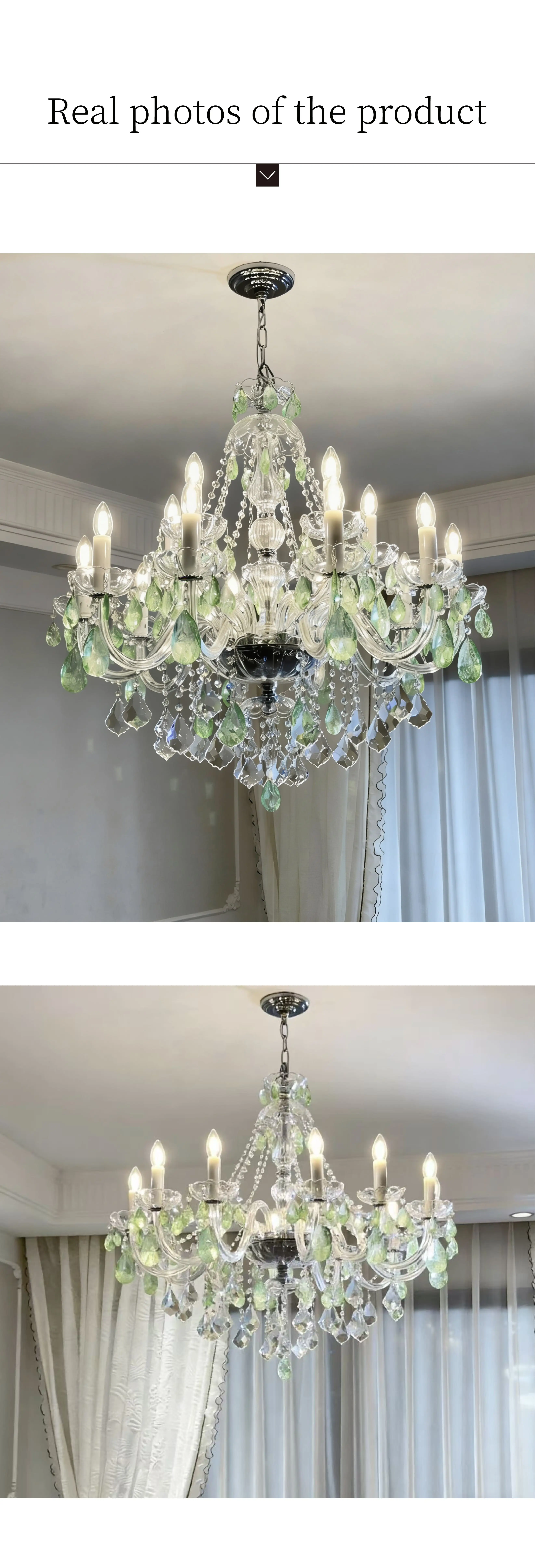 European Green Crystal LED Chandelier Indoor