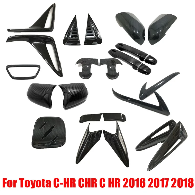 For Toyota C-HR C HR  CHR 2016 2017 2018 ABS Carbon Fiber Fog Light Lamp Handle Side Wing Rear View Cover tailight cover