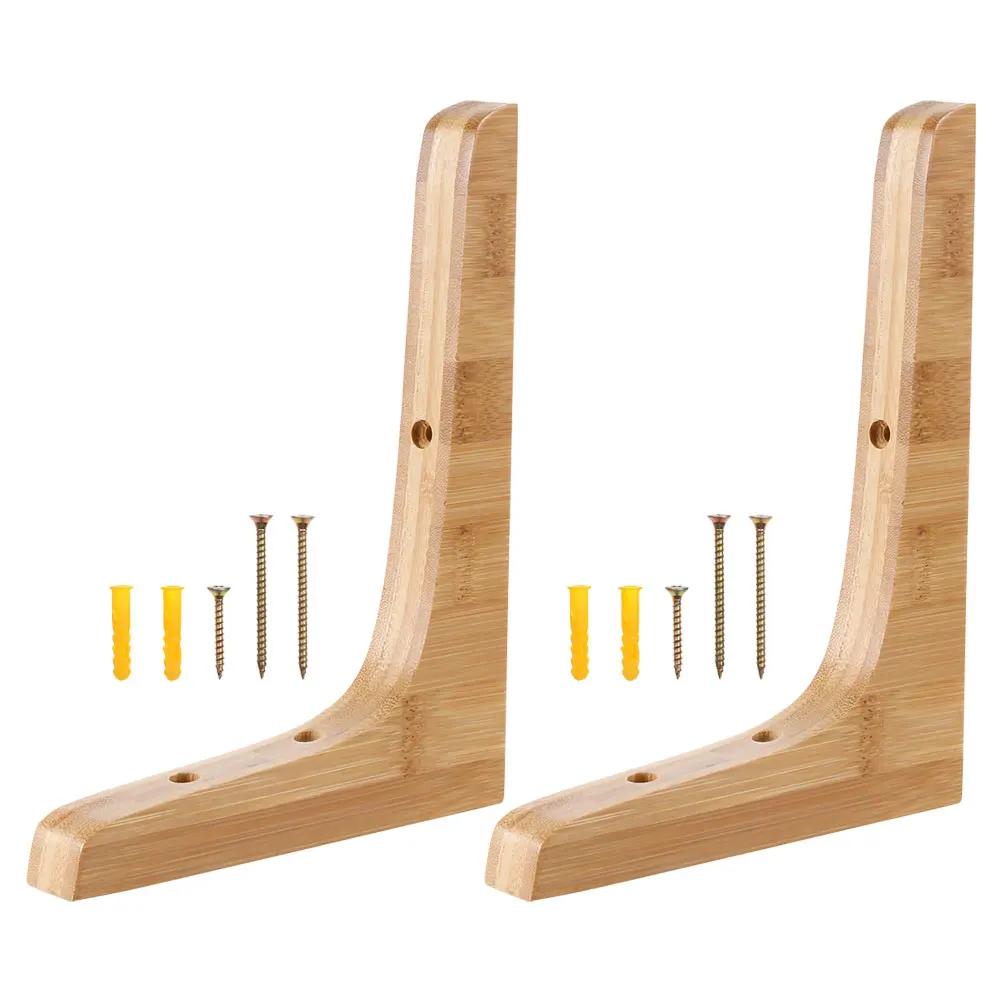 

2 Pcs Tripod Floating Shelves Bracket Wall-mounted Shelf Brackets Holders for Heavy Duty Solid Wood Support