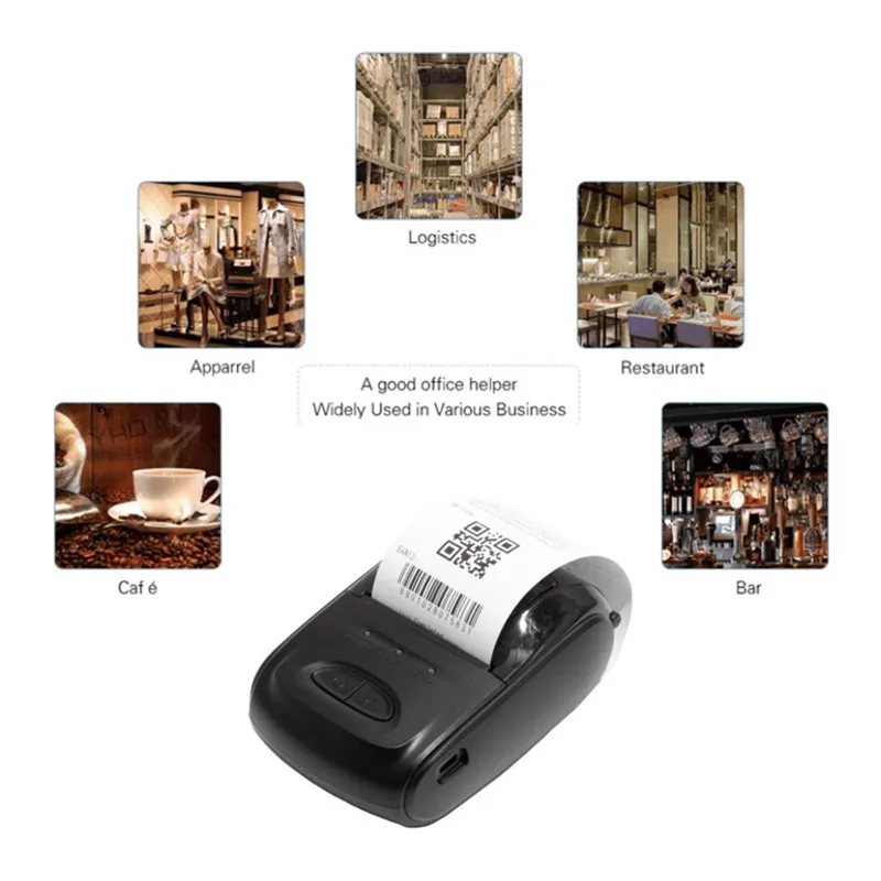 Handheld Mini 58mm Thermal Receipt Printer Inkless Retail Catering Takeout Home Photo Wireless Bluetooth Printer