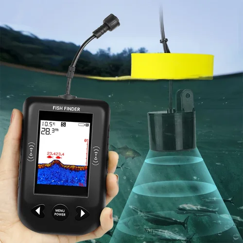 Imagen 2 del producto Alarma 100M Sonar portátil buscadores de peces 45 grados cobertura de Sonar Ecosonda alarma transductor lago mar pesca