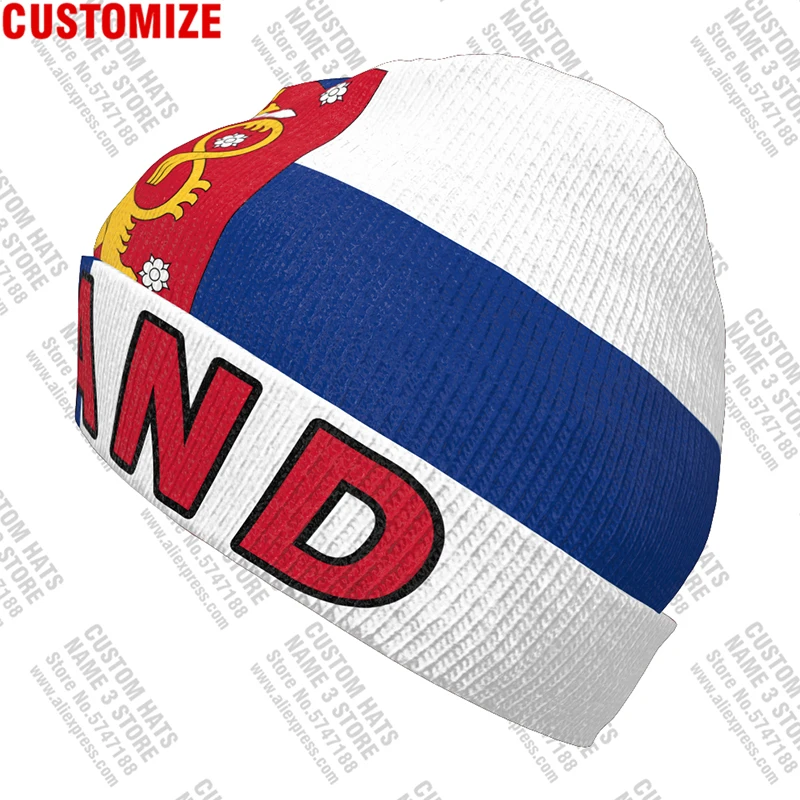 Finland Knitted Hats Free Custom Name Winter Cold Pullover Suomi Nation Fin Flags Knit Keep Warm Caps Swedish Fi Hip Hop Beanies