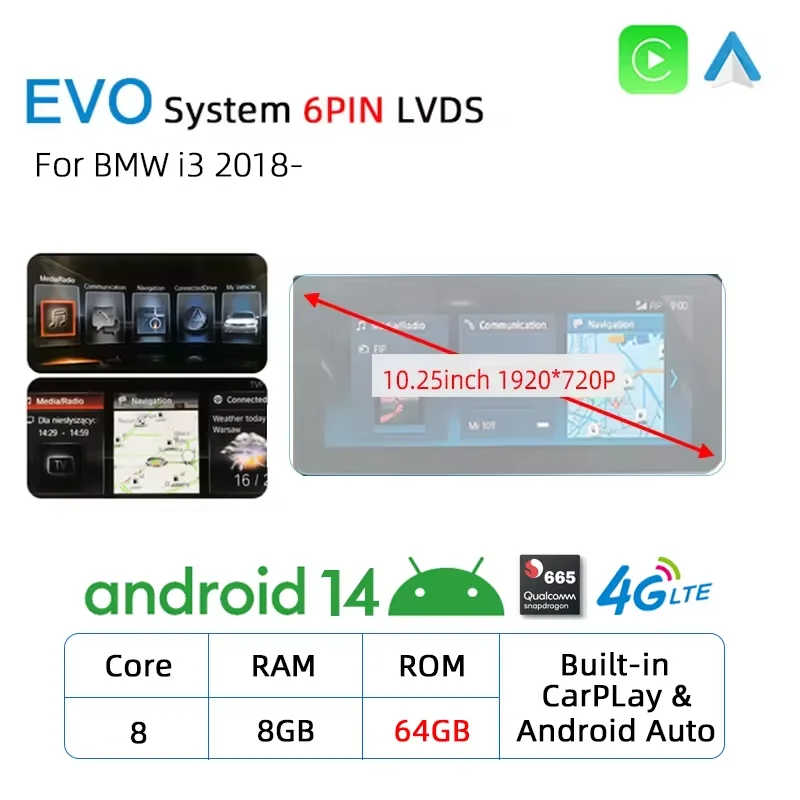 Android 14 Draadloze Carplay Touchscreen Voor BMW i3 I01 NBT EVO Systeem 2013-2020 Auto Multimedia Speler GPS Auto Radio DSP Navi