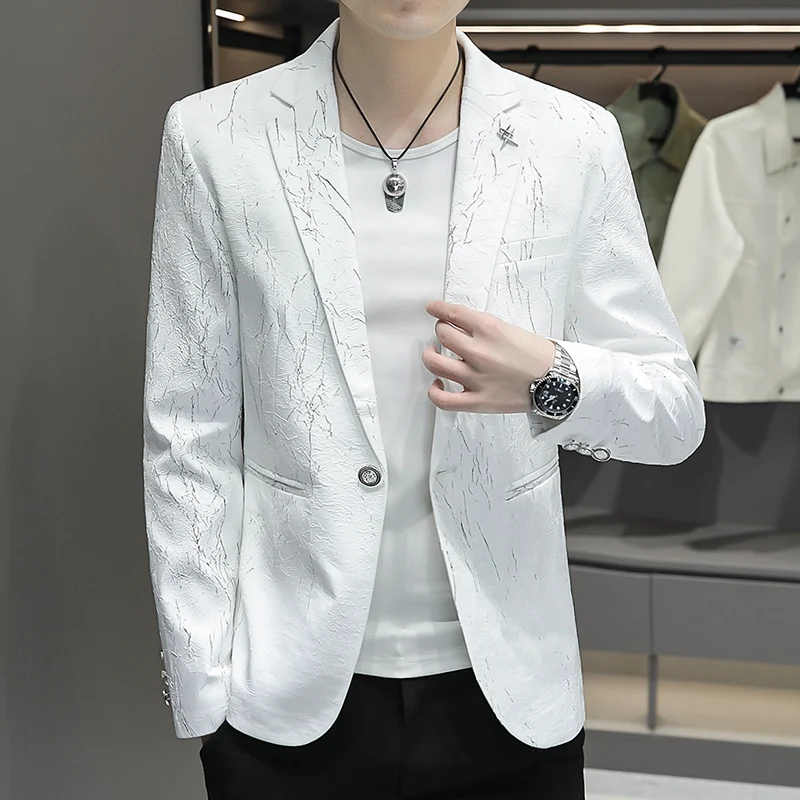 Blazer New Men\'s Fashion Business Gentleman Slim Striped Everything Shopping Outdoor Performance Wedding Banquet Casual Blazer