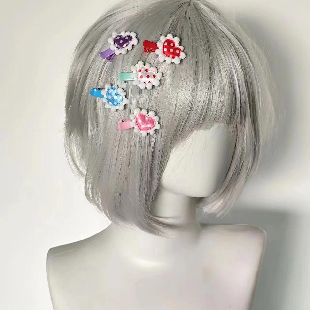 

Cute Lolita Girl Heart-shaped Hair Clip Fashion Pink Polka Dot Barrettes Women Sweet Hairpin Headwear Accessories