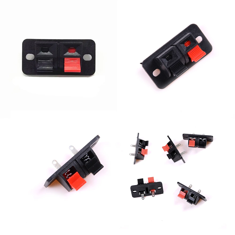 5x 2 Positions Push in Jack Spring Load Audio Speaker Terminals Panel Connector