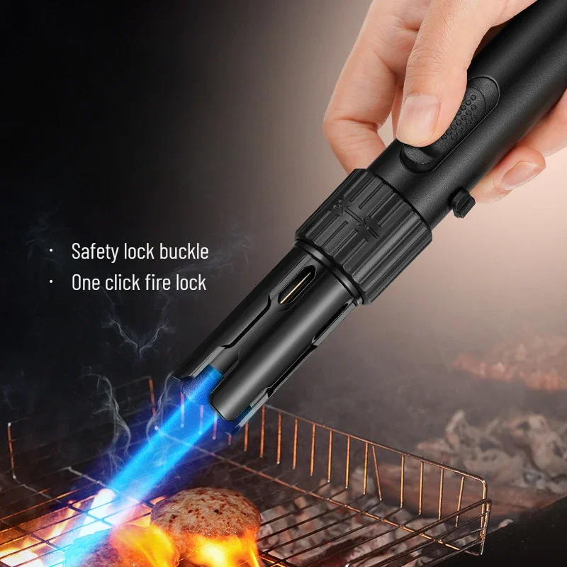 Hot Selling Metal High Firepower High-temperature Flamethrower,Outdoor Barbecue Camping Igniter, Kitchen Gas Filled Vent Lighter