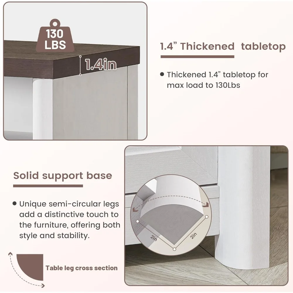 حامل تلفزيون ريفي للمزرعة لأجهزة التلفاز مقاس 80 بوصة، مركز ترفيه كبير مع مساحة تخزين، وحدة تحكم تلفزيون لغرفة النوم وغرفة المعيشة، (أبيض) #5