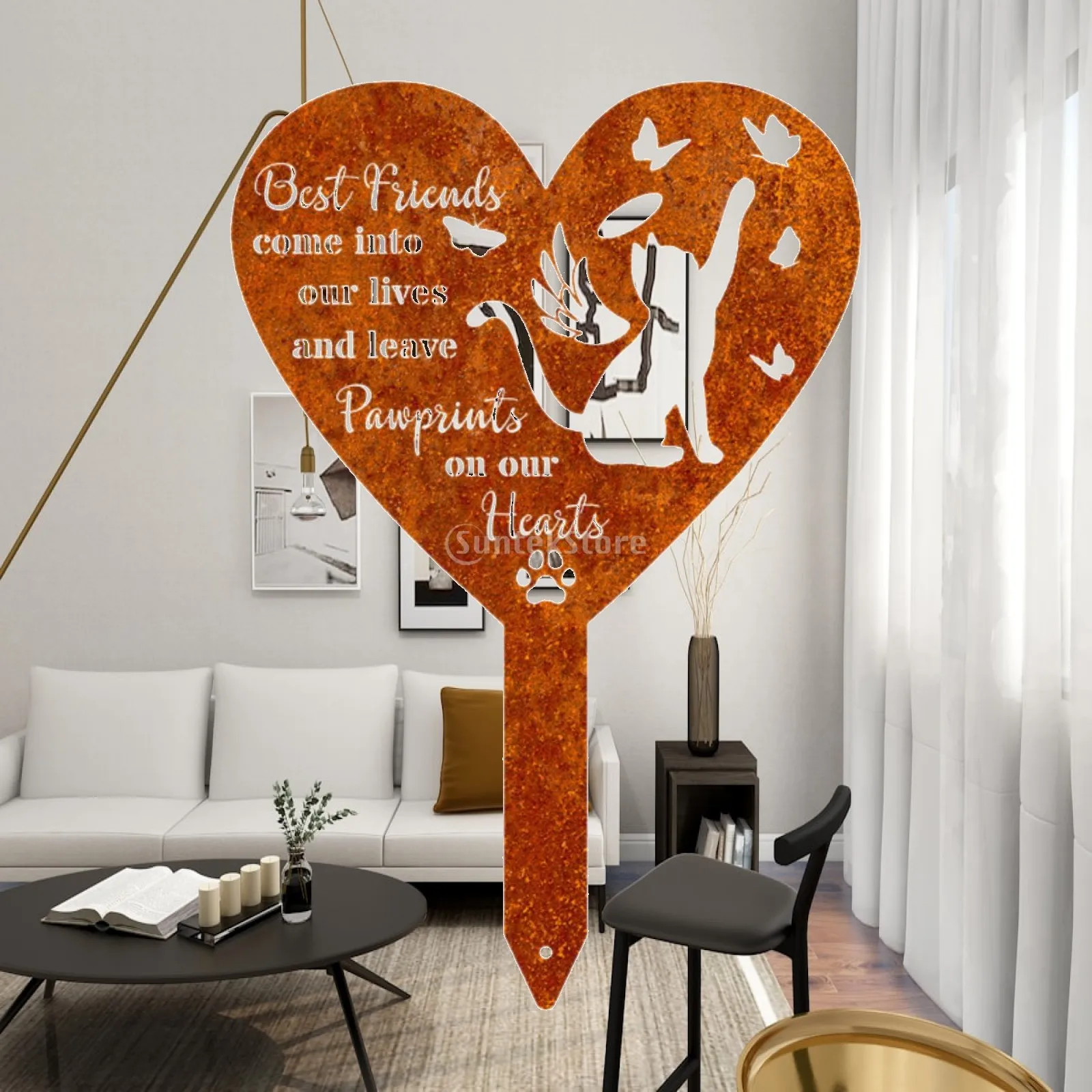 Grave Stake Waterproof Sympathy Garden Stake Iron Heart Remembrance Plaque for Lawn and Yard
