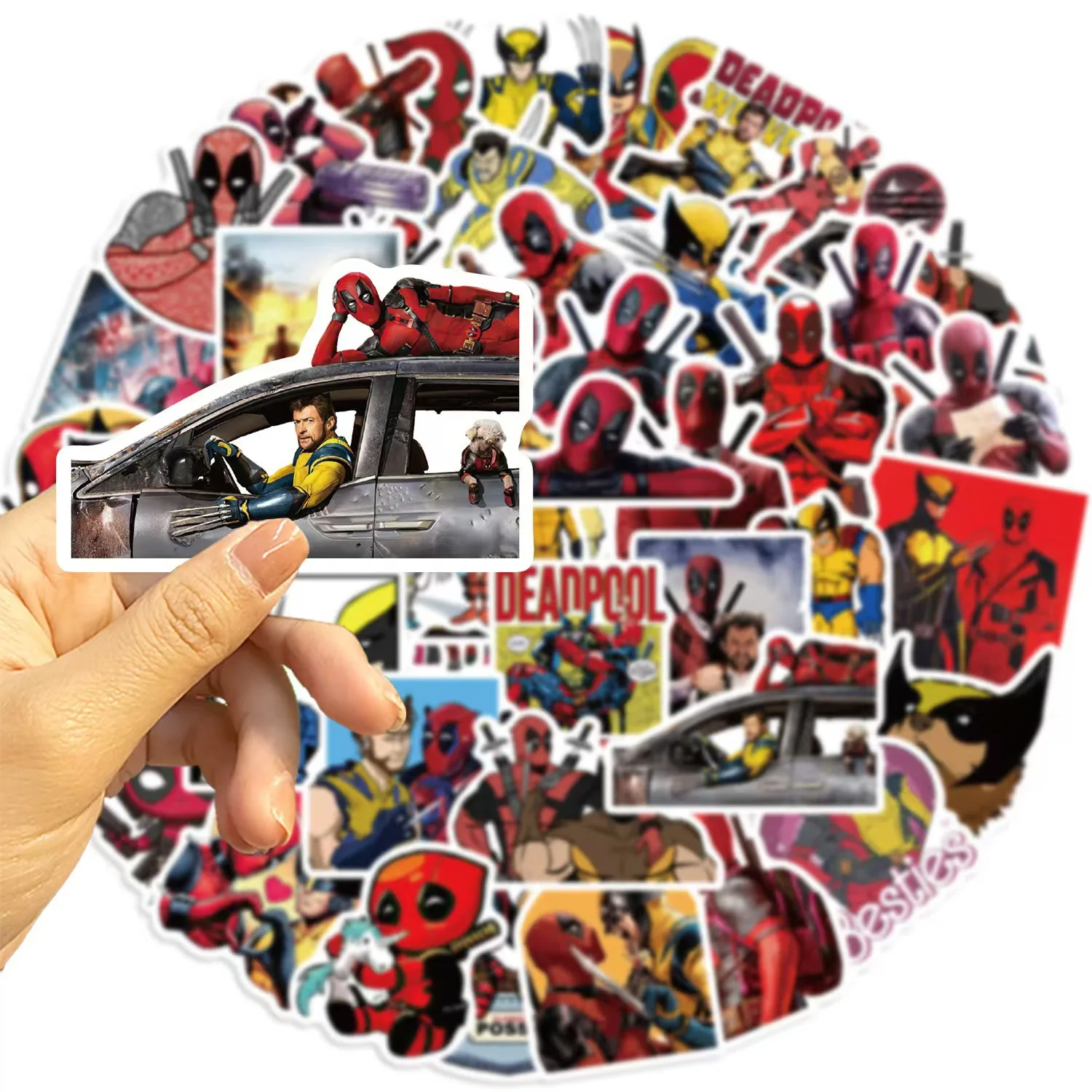

50pcs Marvel Cartoon Deadpool And Wolverine Graffiti stickers waterproof anime decals for laptop phone case luggage Toys Gift