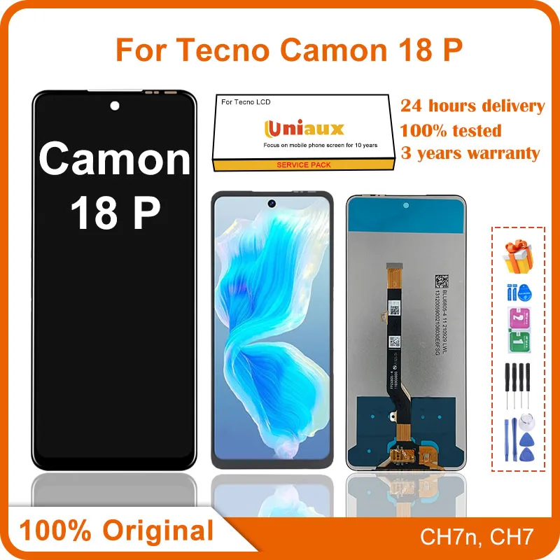 

6.8" Original For Tecno Camon 18 P CH7 18P LCD Display Touch Screen Digitizer Assembly New CH7n Repair Replacement Parts LCD 6.