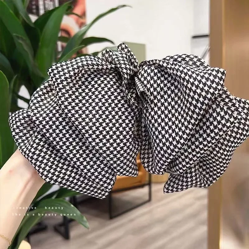 Korean Big Size Plaid Bow Hair Pin New Spring Hair Clips Elegant Barrettes Headwear Girls Women Hair Accessories