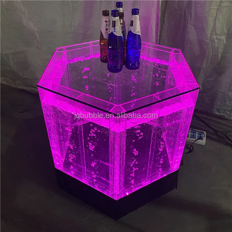 طاولة القهوة الحديثة طاولة بار وطاولة القهوة المعدنية مع ضوء LED RGB