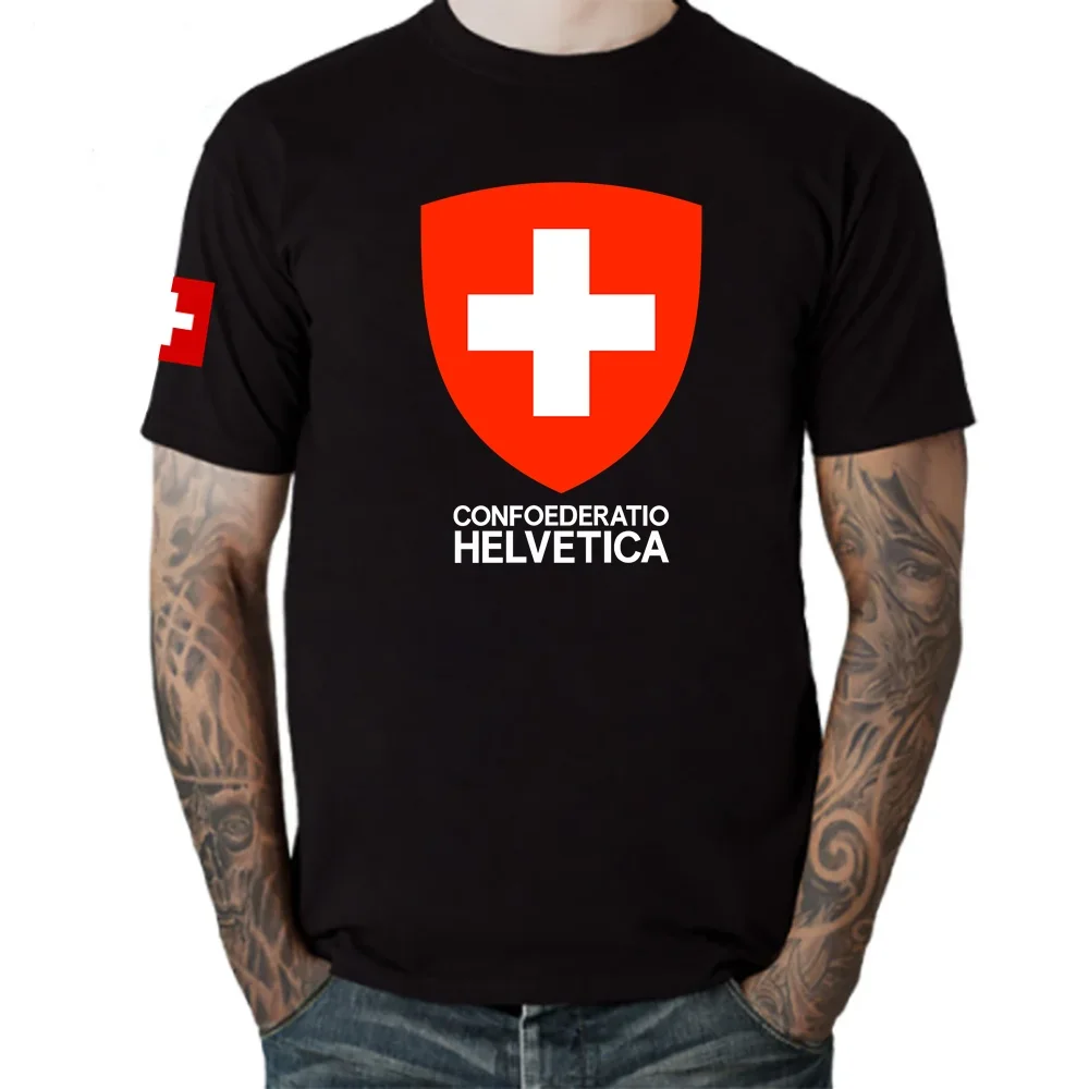Camisetas suizas de Confederación Suiza, camisetas para hombre, camisetas de algodón del equipo nacional, camisetas de campo, camiseta CHE Confoederatio Helvetica