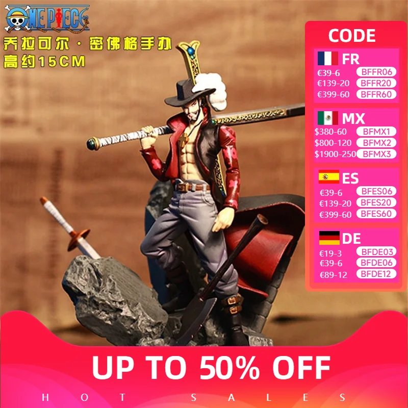 17CM ONE PIECE Anime Figures Dracule Mihawk Top Decisive Battle Action Figure PVC Model Toys Collection Ornaments Doll Fans Gift