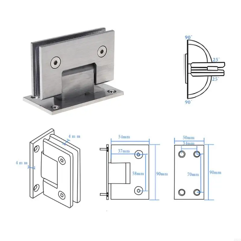 A6hd 8-12mm pintu kaca engsel kamar mandi shower pintu braket tanpa pintu dipasang pintu