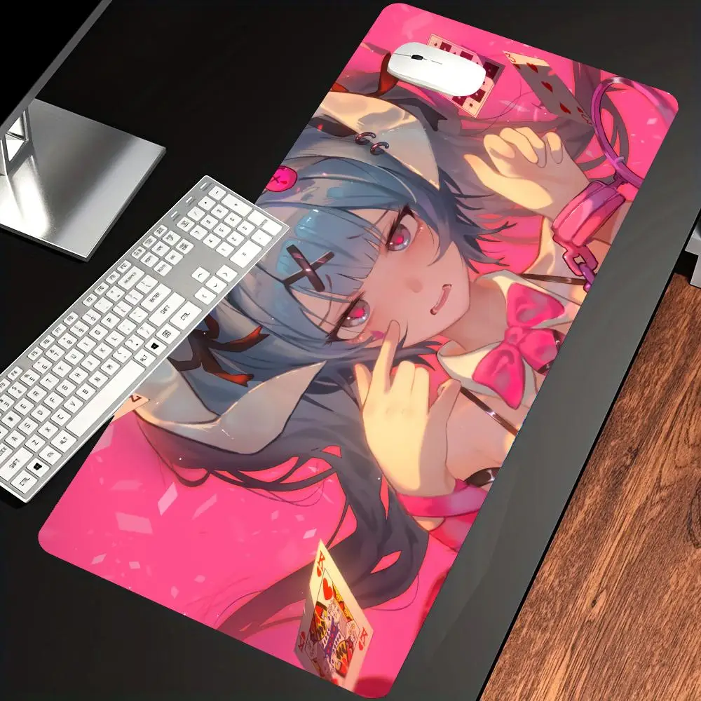 

HYBXAXC Sexy Anime Computer Desk Mat Hentai Bunny Girl Mousepad Rabbit Hole Aesthetic Anti-slip Rubber Mouse Pink Accessories