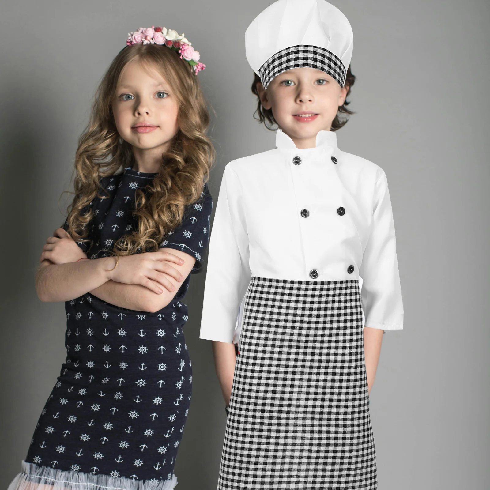 

Children Chef Children Chef Costume Kids Apron Cooking Uniform Toddler Role Play Clothes Kitchen Apparel