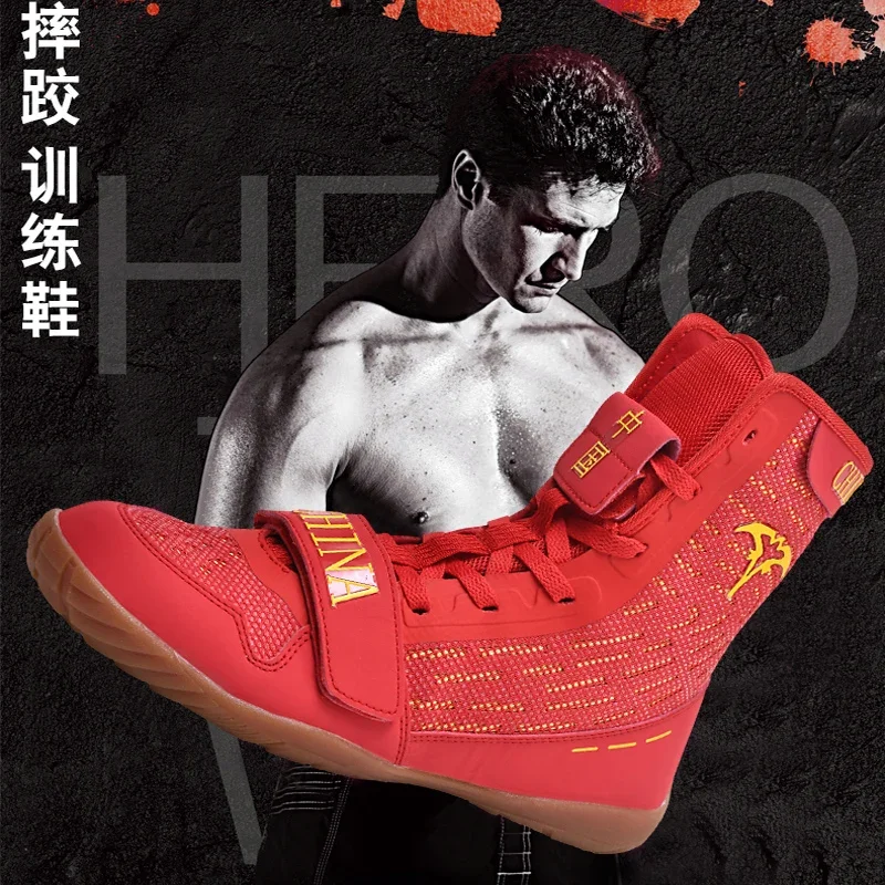 

2024 Best Selling Wrestling Shoes Men Red Fighting Shoe Man Hard-Wearing Boxing Shoes for Mens Designer Sport Shoe Men