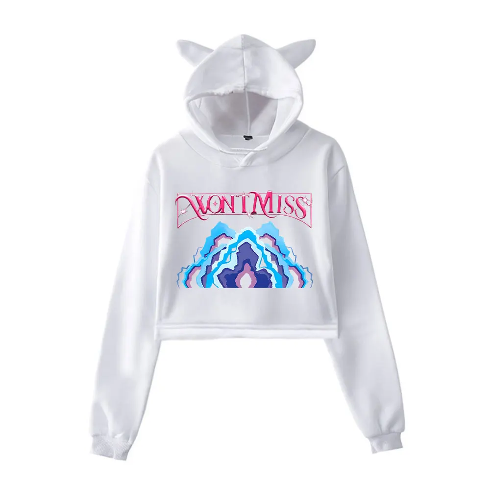 KPop Demon Hunters 2025 Merch Hoodies Sweatshirt for Girls Cat Ear Crop Pullover Casual Clothes