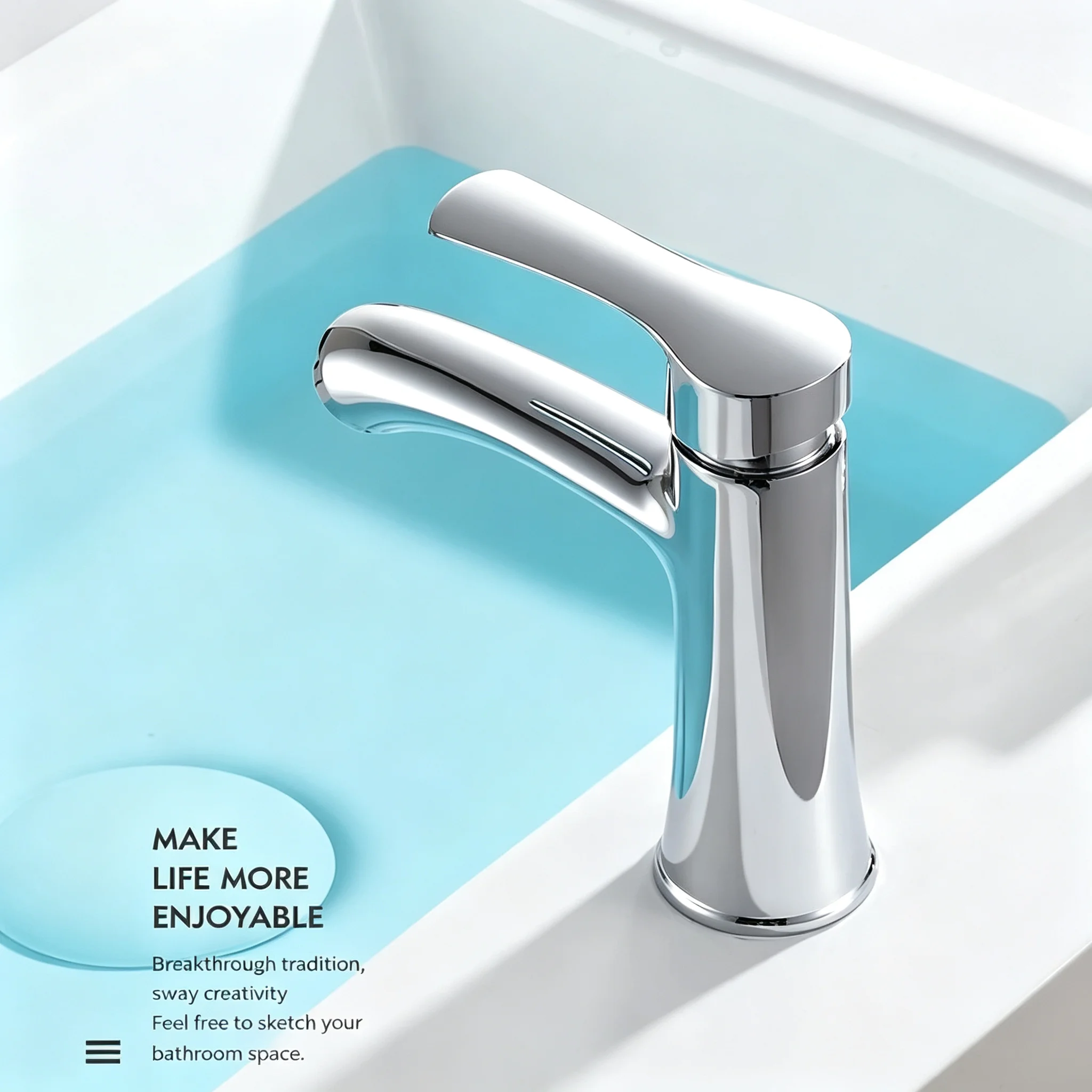 1 PC Modern Bathroom Basin Faucet, Mixed Cold and Hot Water Kitchen Faucet, Silver Sink Faucet, Horizontally Installed, Durable