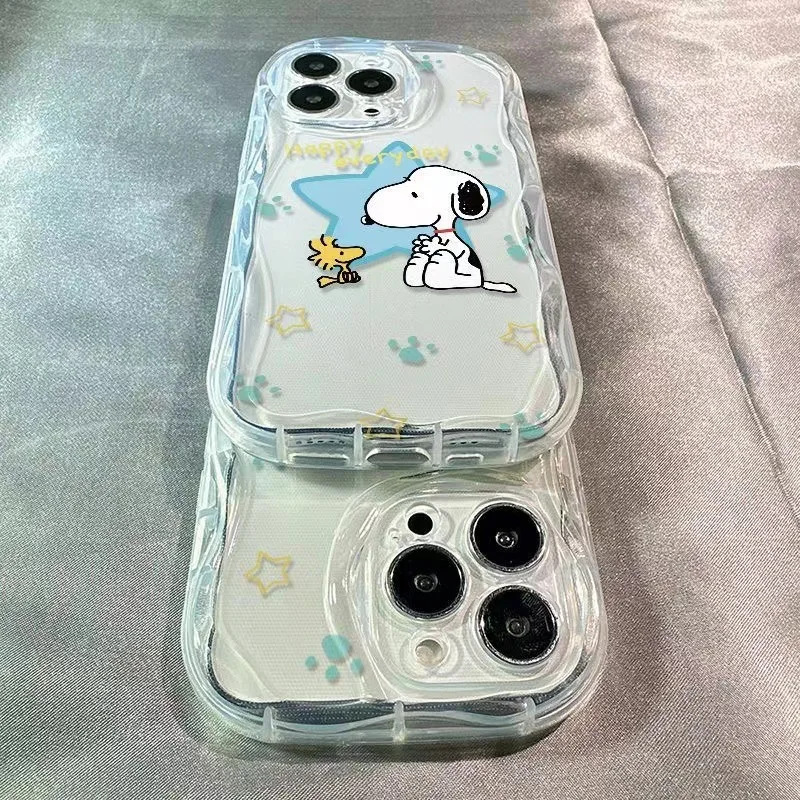 Kawaii سنوبي لينة سيليكون الحالات الهاتف آيفون 16 15 14 13 12 11 X XR XS 7 8 زائد برو ماكس الكرتون شفافة O-one قطع #2