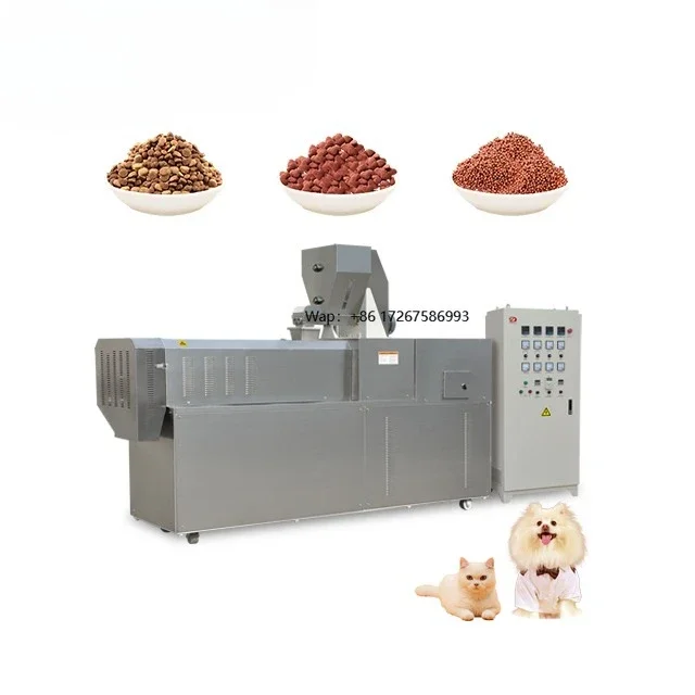 Double Screw Extruded Poultry Cat Dog Fish Feed Pellet Making Machine Cat Food Making Machine