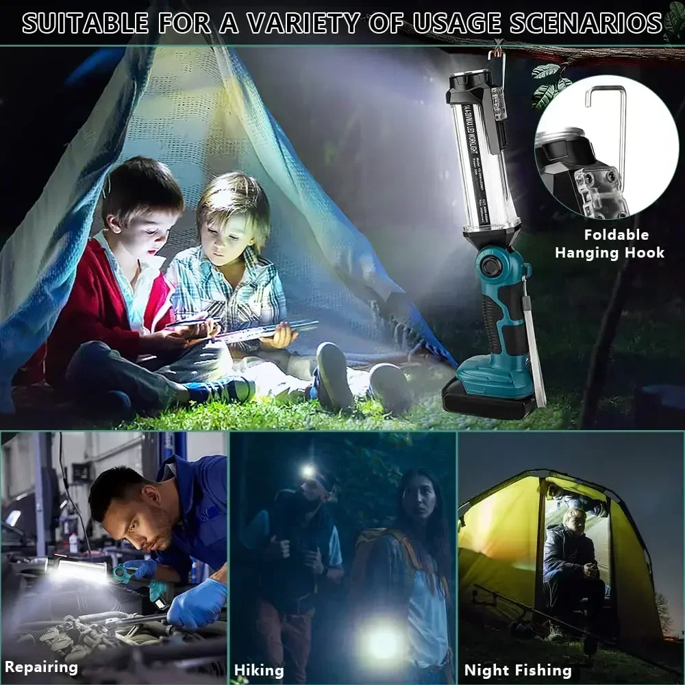 35W Outdoor Flashlight LED Work Light for Makita 18V Li-Ion Batteries Portable Camping Light for Auto Repair Workplace Lighting