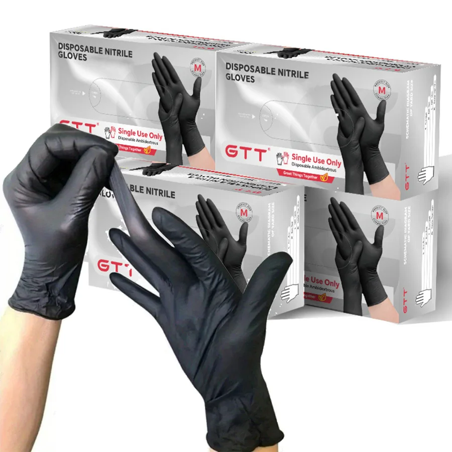 100-800Pcs Black Nitrile Disposable Gloves Wholesale Various Sizes Exam Gloves Powder-free Latex-free Food Contact Home Cleaning