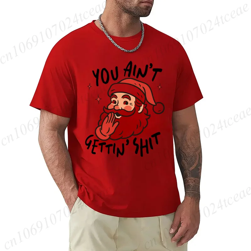 مضحك مضحك عيد الميلاد الساخرة سانتا ريترو تي شيرت النساء الرجال تي شيرت عادية Crewneck قصيرة الأكمام المحملة عيد الميلاد ملابس الحفلات #5