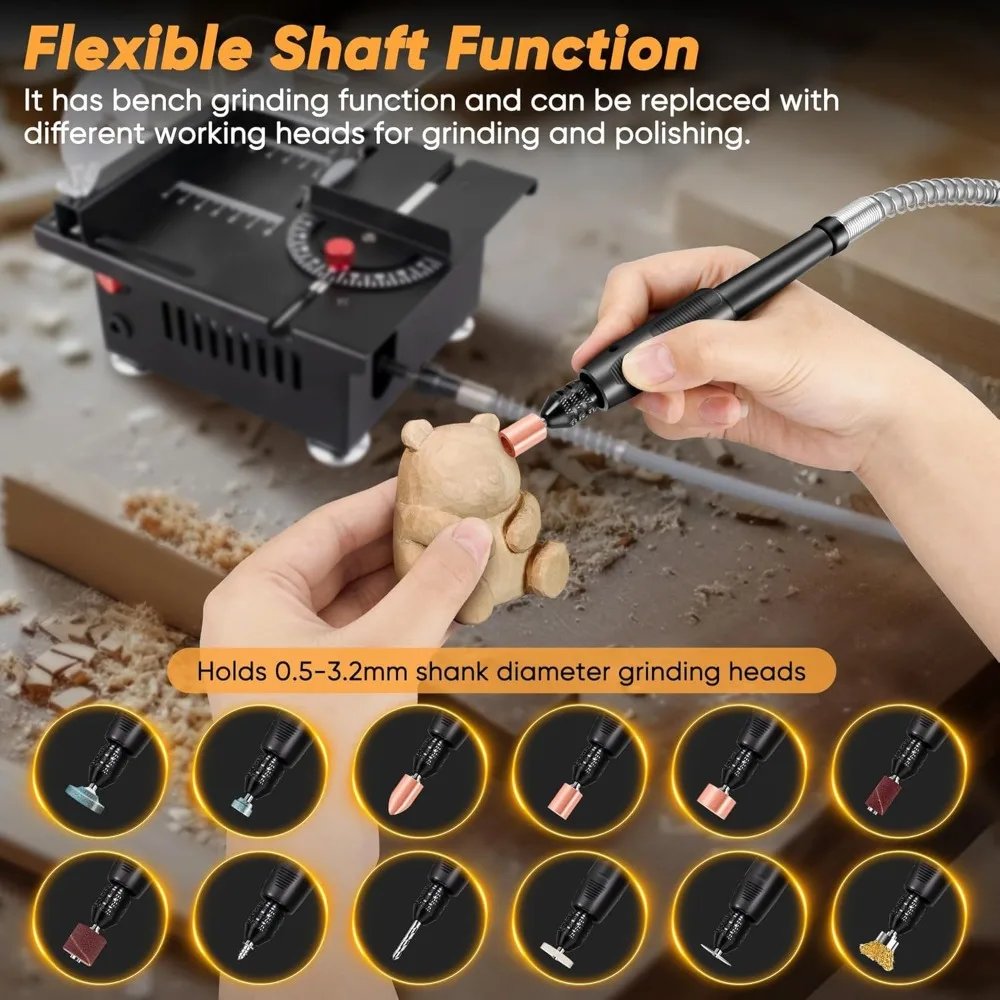 Mini Multi-Functional Table Saw for Crafts &Wood Cutting, Angle Adjustable with More Accessories -(10" Table Saw-Pro Kit)