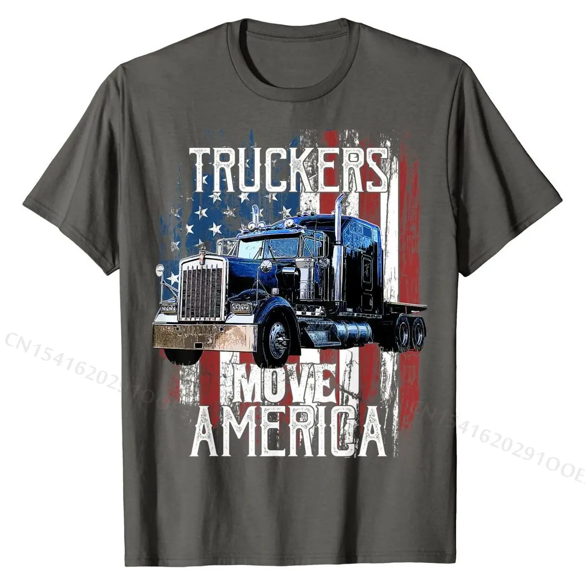 Trucker American Flag Truck Driver Shirt Truck Driver Gift T-Shirt Funny Men T Shirt Cotton Tops Tees Custom