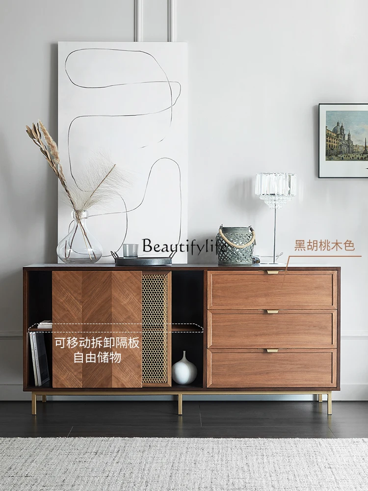 Light Luxury Post-Modern Dining Edge Retro Entrance Cabinet Nordic Simple Living Room Copper Net Curio Cabinet