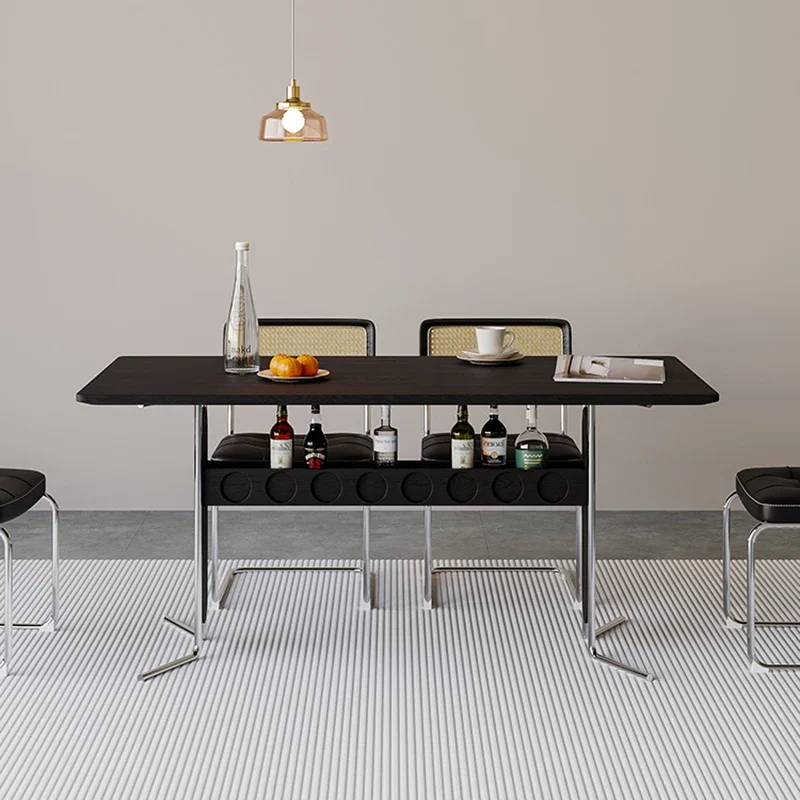 Metal Heat Resistance Dining Table Italian Floor Salon Minimalist Dining Table Black Kitchen Mesa Dobravel Portatil Decorations