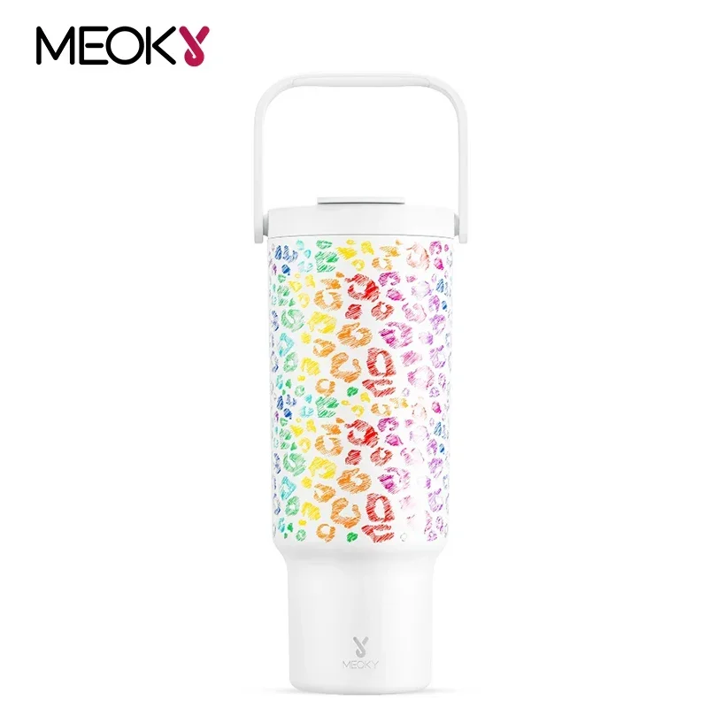 

Meoky 40oz Adventure H2.0 Tumbler With Handle Stainless Steel Vacuum Insulated Car Mug Lip Print Thermal Iced Travel Cup ﻿