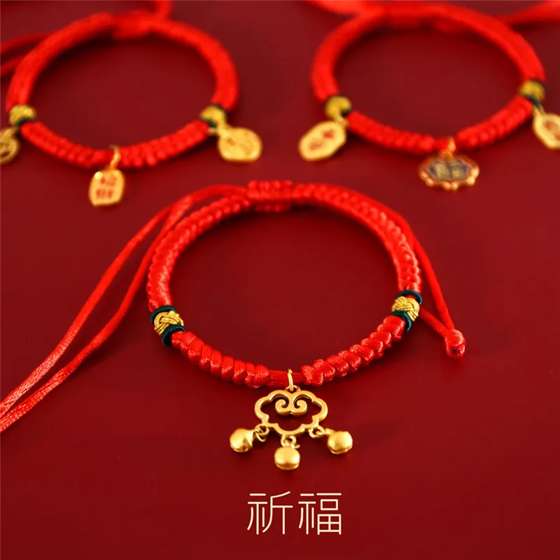 New Year Chinese Cat Collar Red Rope Braided Collar Adjustable Traditional Lucky Bless Woven Kitten Collars Pets Puppy Dogs