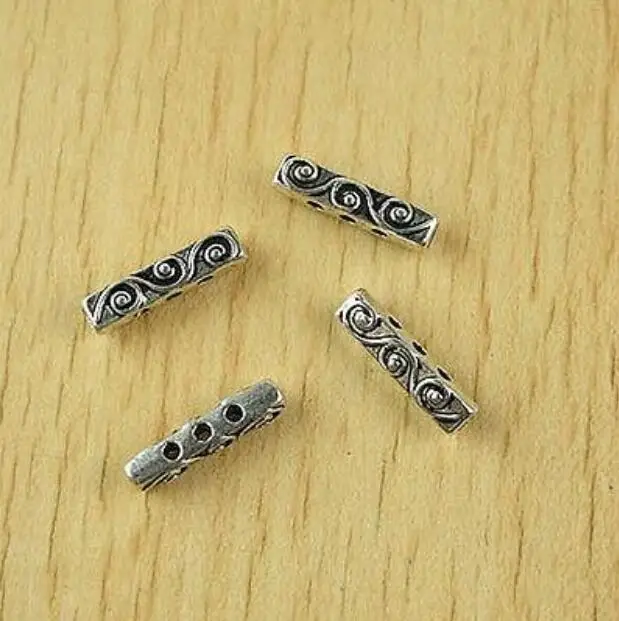 20pcs 18.2x4.6x4.4mm hole is 1.6mm Tibetan silver 3 holes bar spacer beads h2491